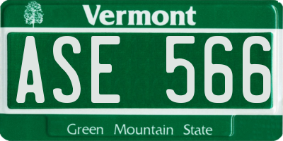 VT license plate ASE566
