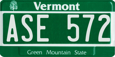 VT license plate ASE572