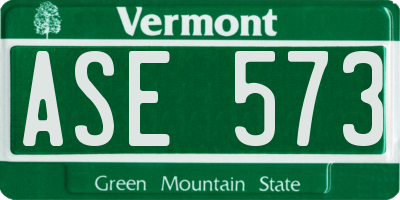 VT license plate ASE573