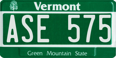 VT license plate ASE575