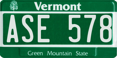 VT license plate ASE578