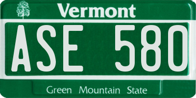 VT license plate ASE580