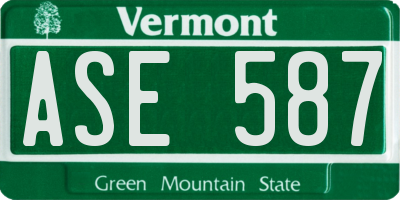 VT license plate ASE587
