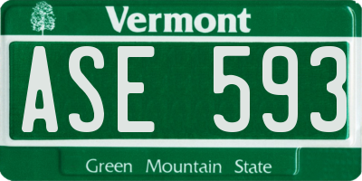 VT license plate ASE593