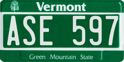 VT license plate ASE597