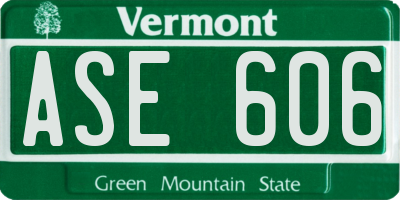 VT license plate ASE606