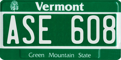 VT license plate ASE608