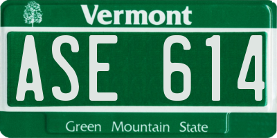 VT license plate ASE614