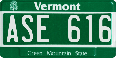 VT license plate ASE616