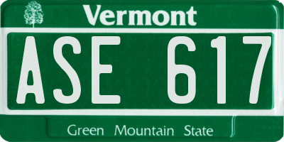 VT license plate ASE617