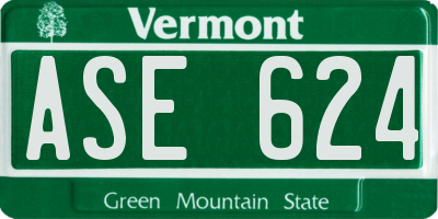 VT license plate ASE624