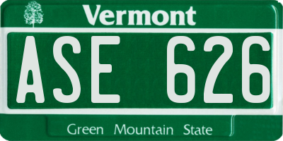 VT license plate ASE626