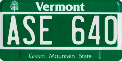 VT license plate ASE640