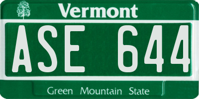 VT license plate ASE644