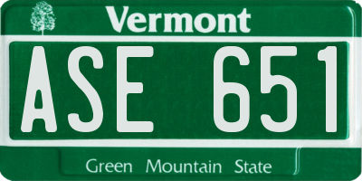 VT license plate ASE651