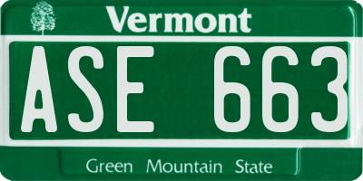VT license plate ASE663