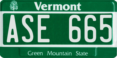VT license plate ASE665