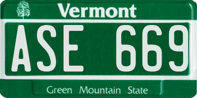 VT license plate ASE669