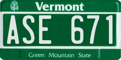 VT license plate ASE671