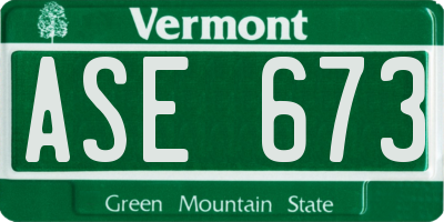 VT license plate ASE673