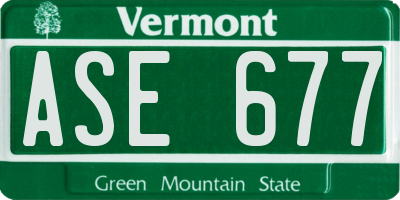 VT license plate ASE677