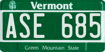 VT license plate ASE685