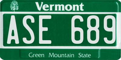 VT license plate ASE689