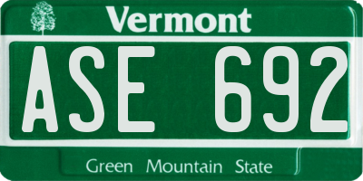 VT license plate ASE692