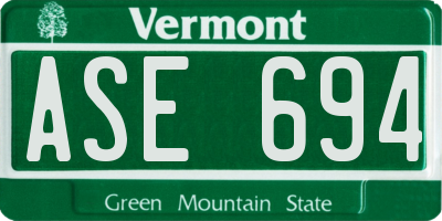 VT license plate ASE694