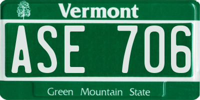 VT license plate ASE706