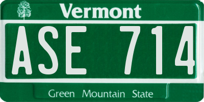 VT license plate ASE714