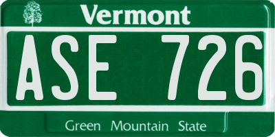 VT license plate ASE726