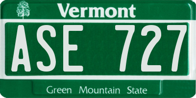 VT license plate ASE727