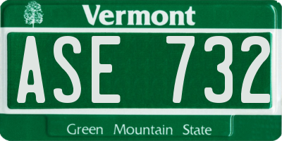 VT license plate ASE732