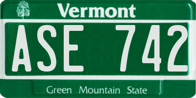 VT license plate ASE742