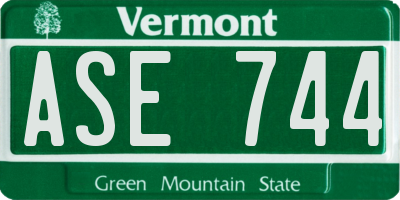 VT license plate ASE744