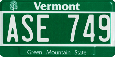 VT license plate ASE749