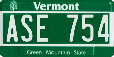 VT license plate ASE754
