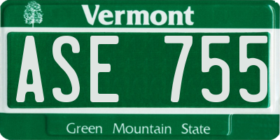 VT license plate ASE755