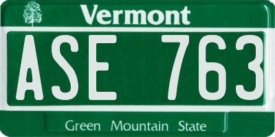 VT license plate ASE763