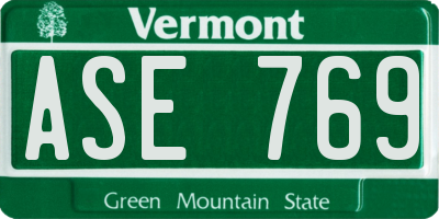VT license plate ASE769