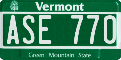 VT license plate ASE770