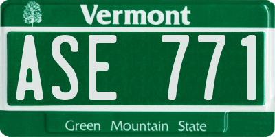 VT license plate ASE771