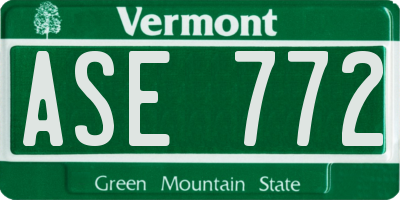 VT license plate ASE772
