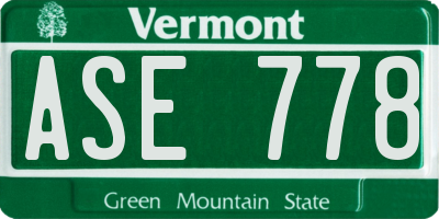 VT license plate ASE778