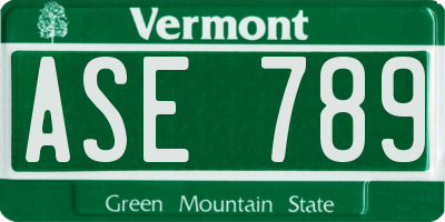 VT license plate ASE789
