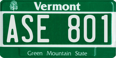 VT license plate ASE801
