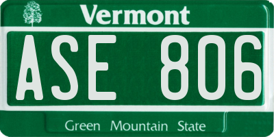 VT license plate ASE806