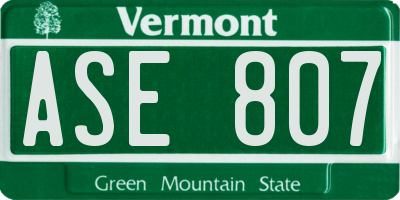 VT license plate ASE807