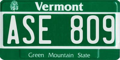 VT license plate ASE809